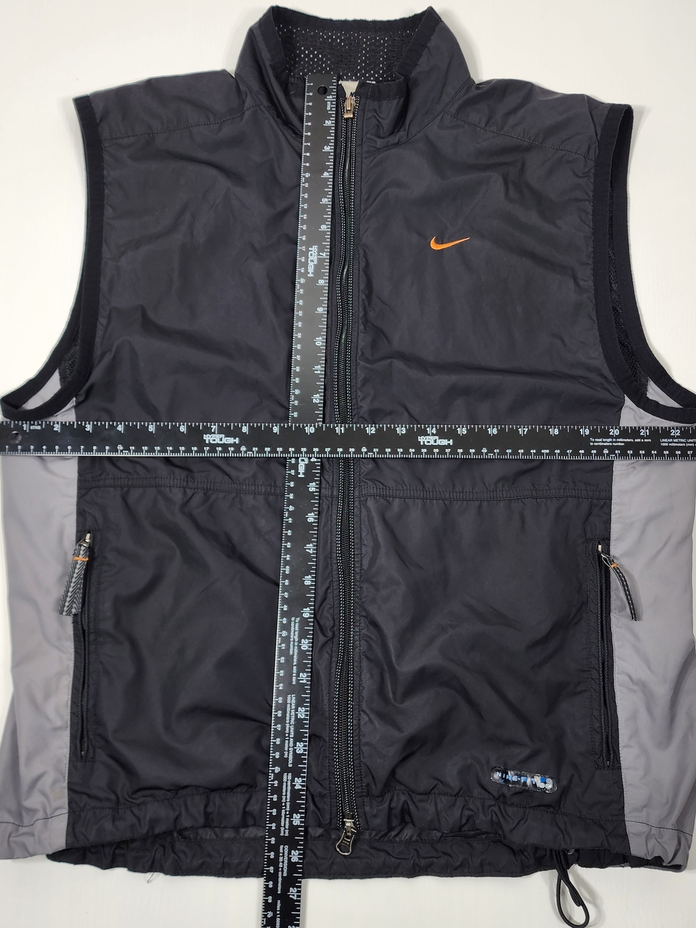 Nike Black & Gray Sleeveless Windbreaker Vest with Orange Swoosh - Picture 5 of 8